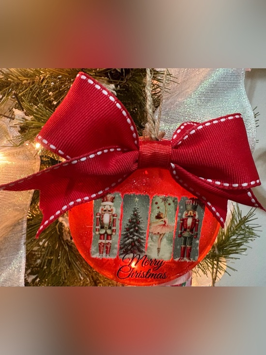 Other - Red Merry Christmas Nutcracker Ornament with Ribbon Bow